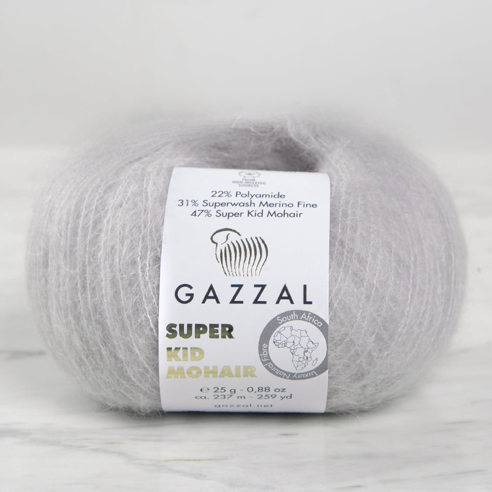 Gazzal Super Kid Mohair Gri 25 Gr El Örgü İpi - 64435